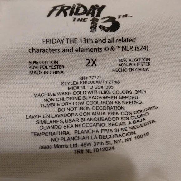 NWT Friday the 13th Jason Voorhees 2XL tshirt - Picture 4 of 4